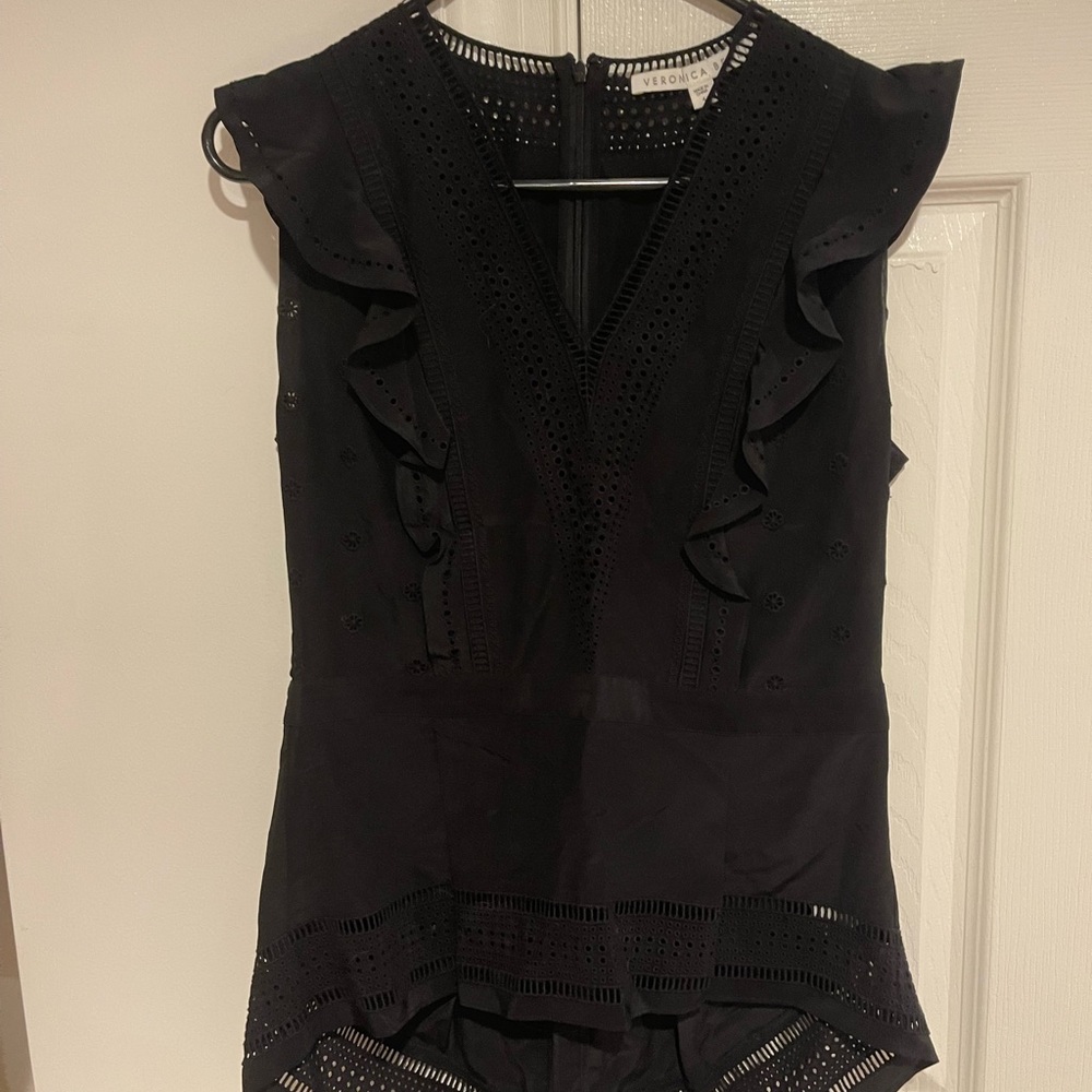 Veronica Beard Black Short Sleeve Blouse